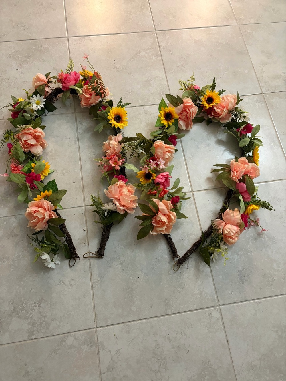 Grapevine Sunflower & Floral Garland, fairy lights 5 1/2 feet (25 flowers) each